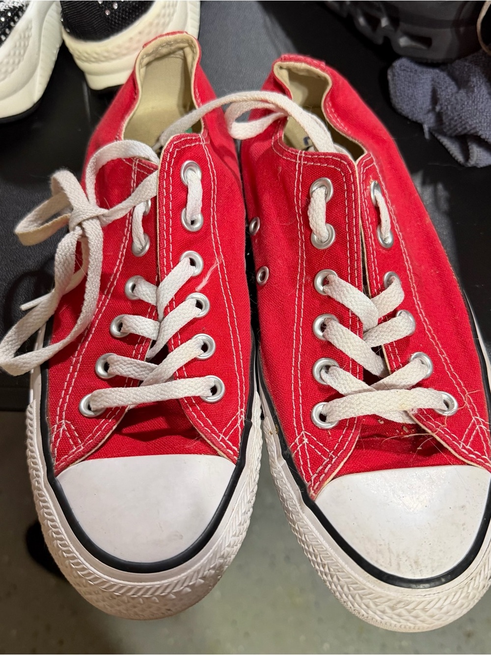 Converse Red Canvas Low-Top Sneakers with White Laces